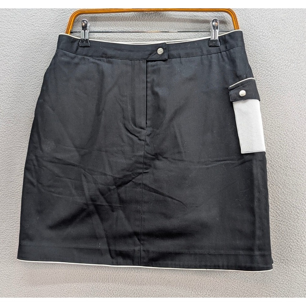 Astra Classic Golf Tennis Skirt Skort Size 10 Black Cottn Pocket Pickleball NWOT